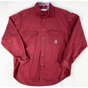 VTG 90s Bugle Boy  Mens Sz Lg Red Button Down Long Sleeve Dress Shirt Casual